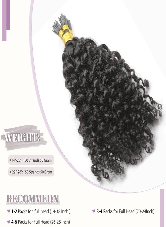 Smartinnov Water Wave I Tip Hair Extensions Human Hair 100 Strands 0.5g/Strands Curly Real Remy Hair Pre Bonded Keratin Stick In Hair Extensions for Women 18 Inch #1B Black Bundles 2-3 Packs for Full Head - Image 4